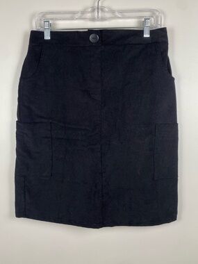 NWT LA Relaxed Black Corduroy Cargo Pocket Skirt size Medium